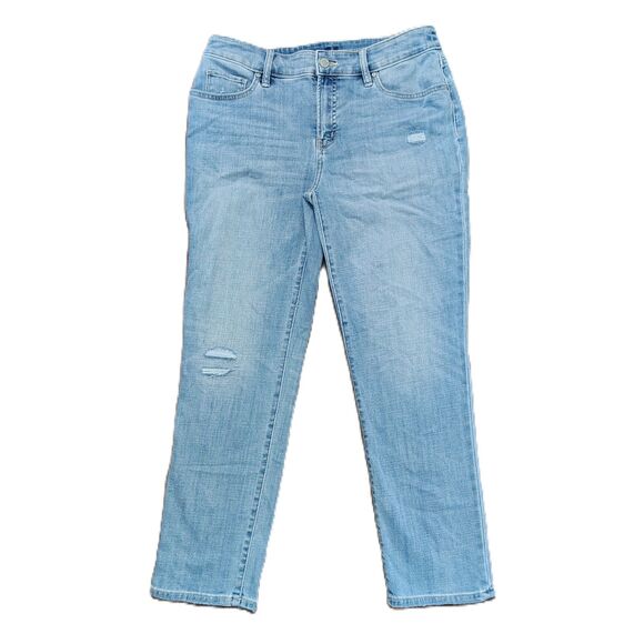 Chico's So Slimming Girlfriend Crop Sz 4 Women's Mid Rise Light Wash Jeans - Picture 1 of 5